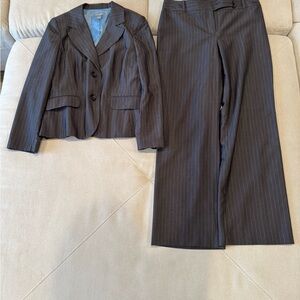 Ann Taylor Grey pinstripe Blazer and Pantsuit